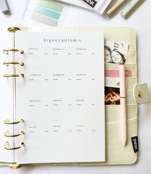 Ring binder from premium faux leather A5 - Happy Calendar planner 2025/26 (beige) - Image 12
