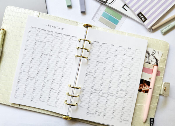 Ring binder from premium faux leather A5 - Happy Calendar planner 2025/26 (beige) - Image 7