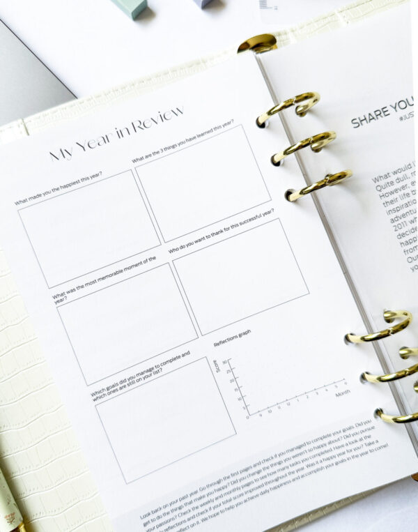 Ring binder from premium faux leather A5 - Happy Calendar planner 2025/26 (beige) - Image 9